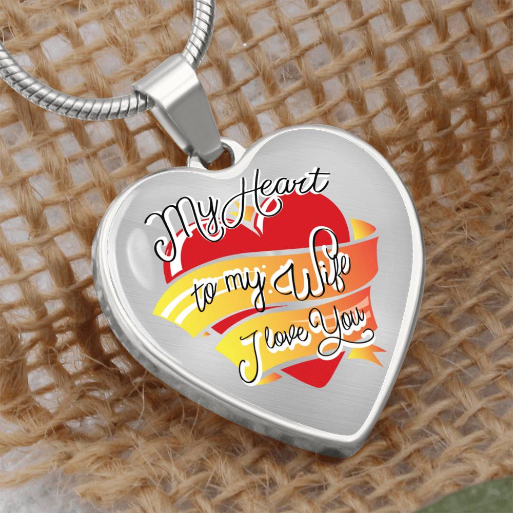 My Heart to My Wife Engraved Heart Necklace