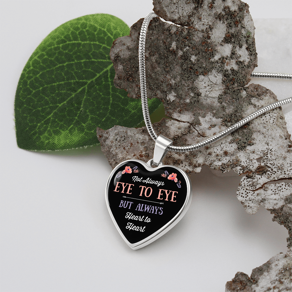 Eye to Eye Heart to Heart Engraved Heart Necklace
