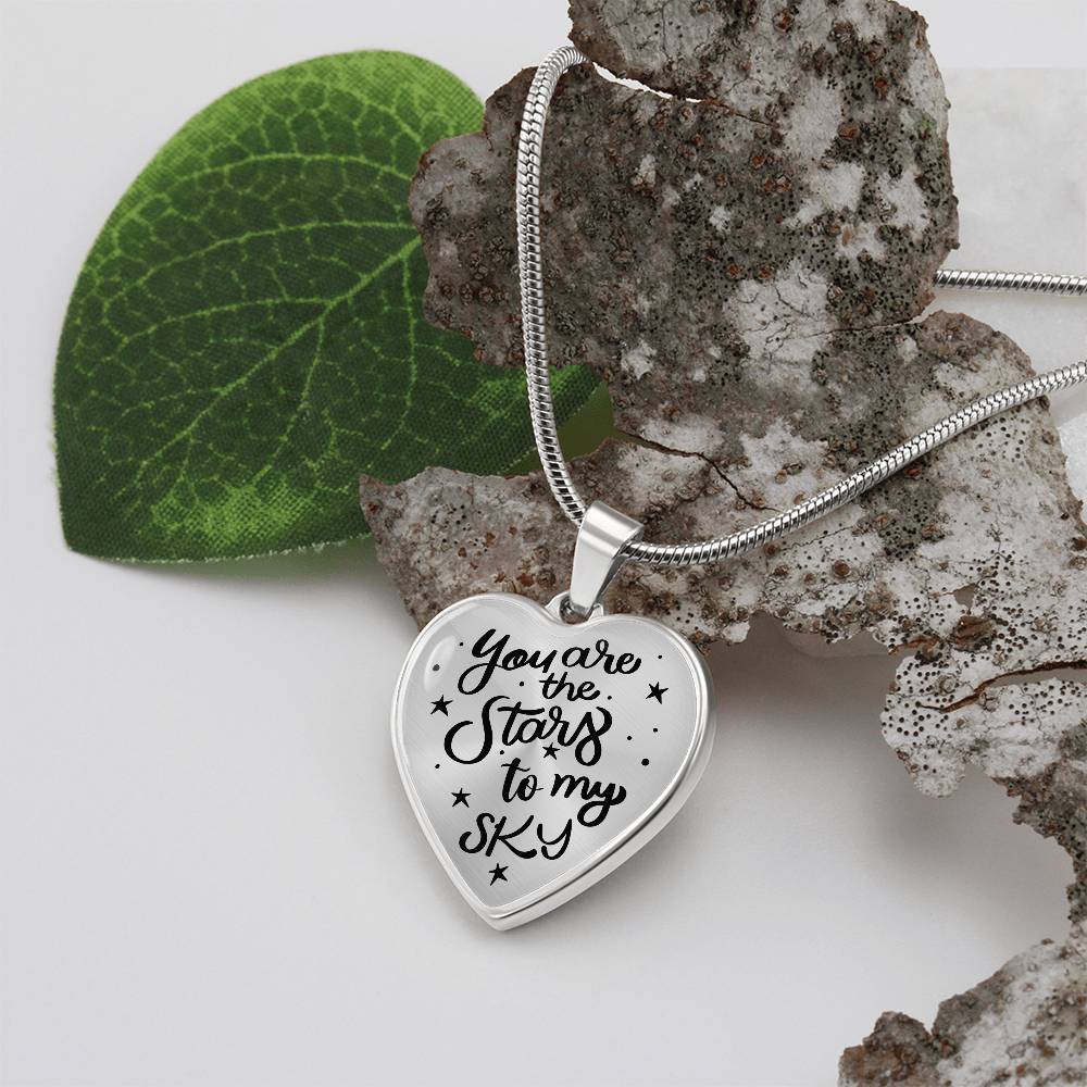 You Are the Stars to My Sky Engraved Heart Necklace