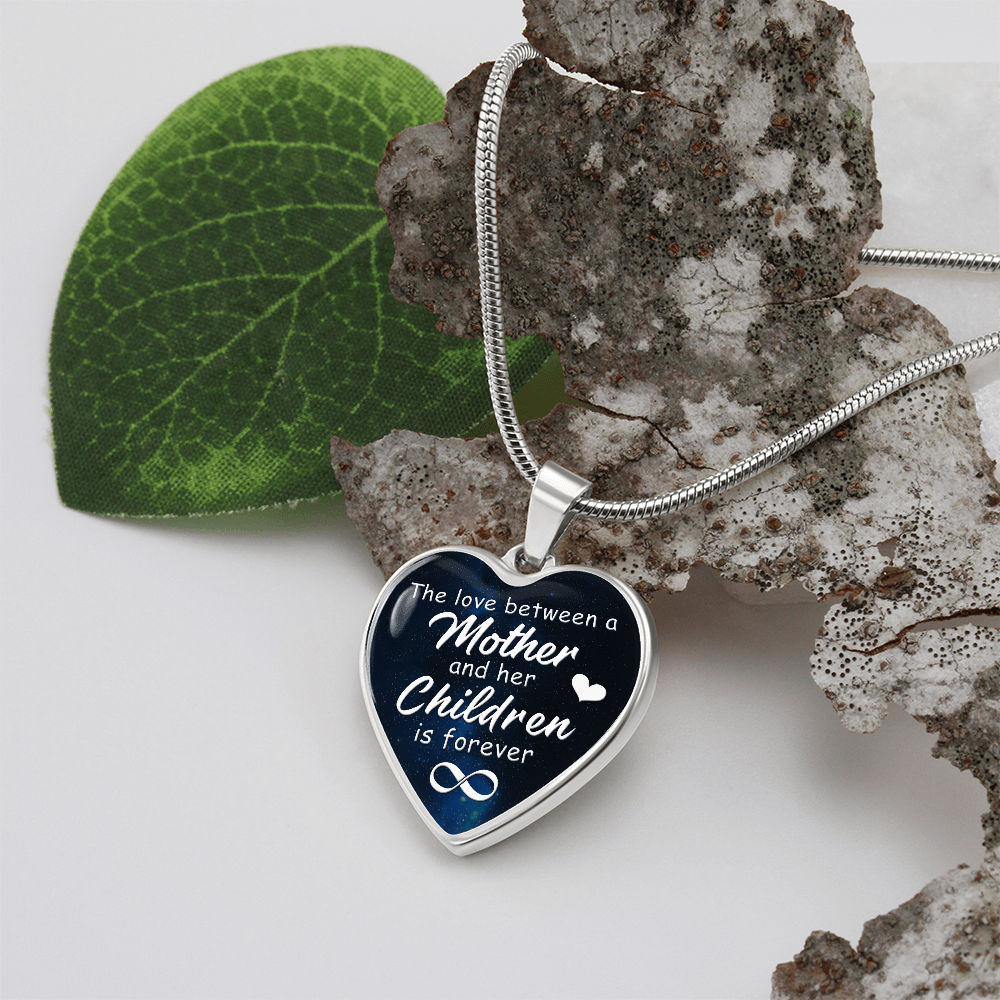 Mother and Children Forever Engraved Heart Necklace