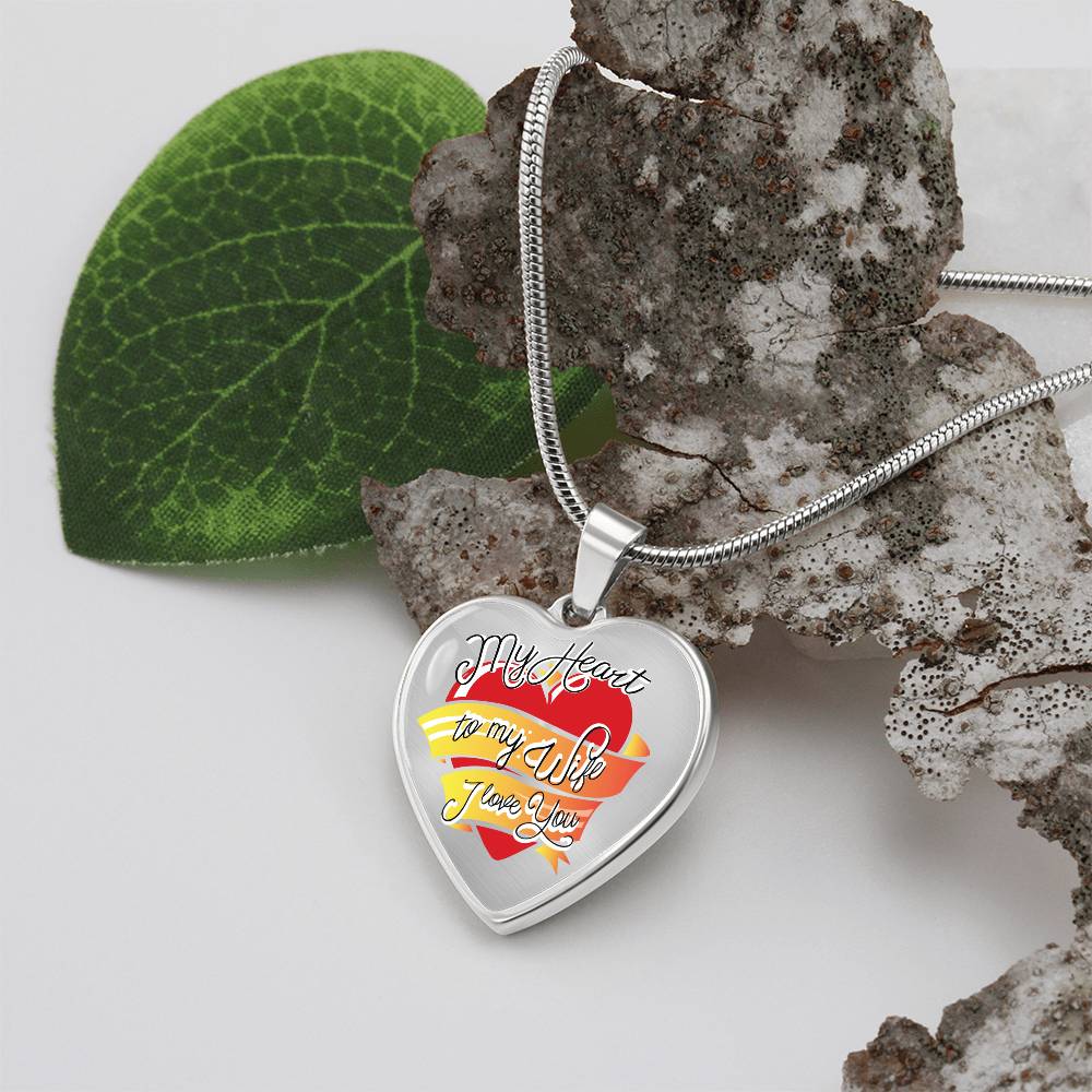 My Heart to My Wife Engraved Heart Necklace