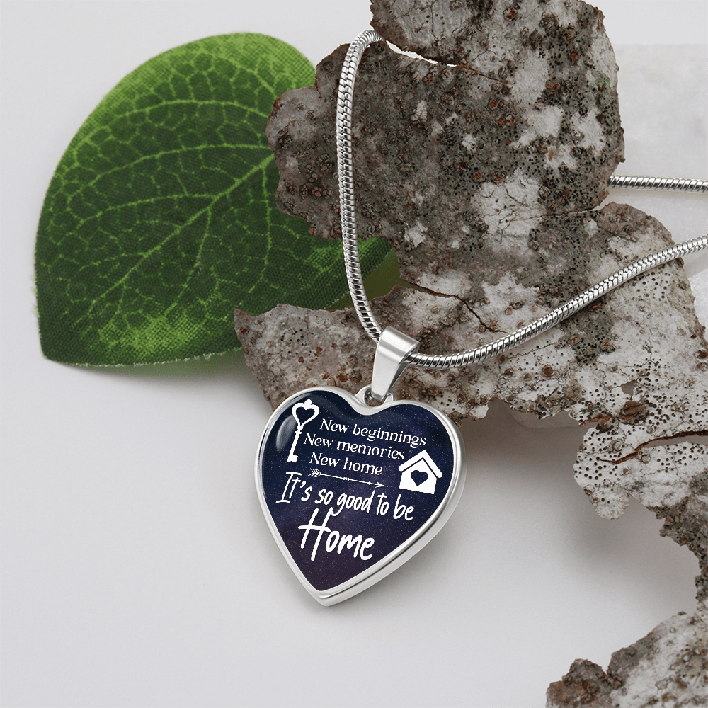 New Home New Beginnings Engraved Heart Necklace