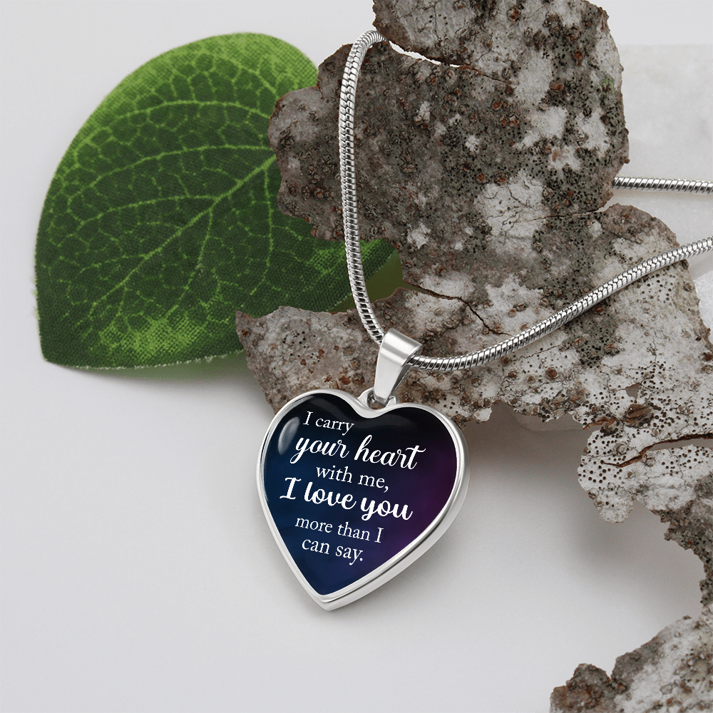 I Carry Your Heart With Me Engraved Heart Necklace