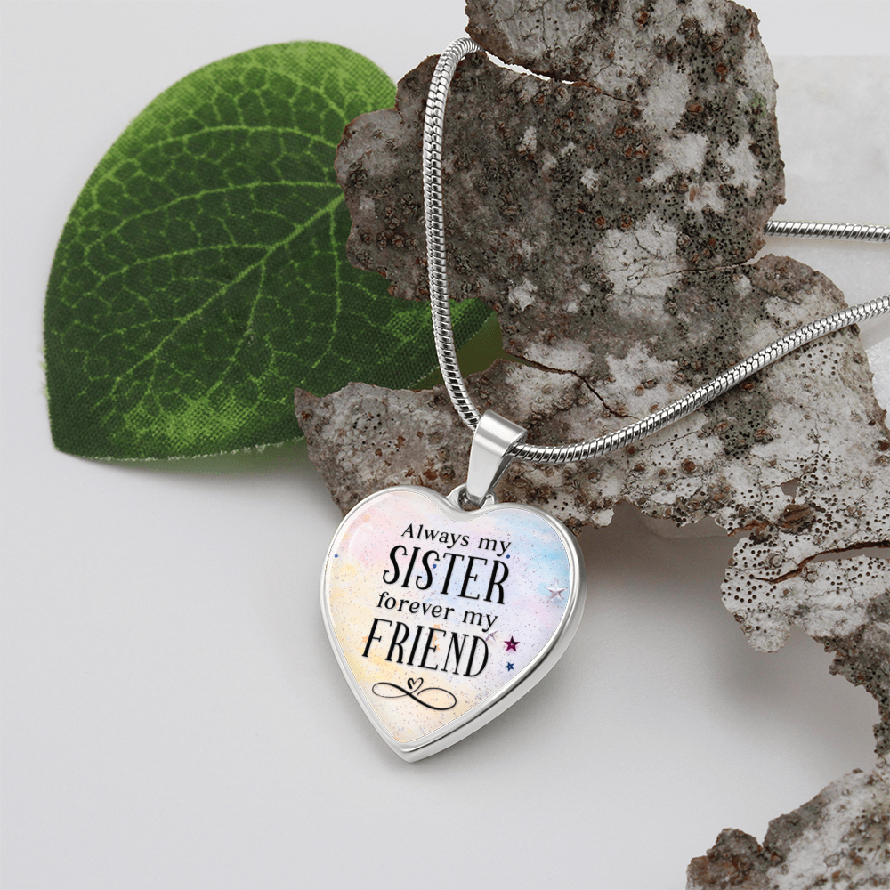 Always My Sister Forever My Friend Engraved Heart Necklace