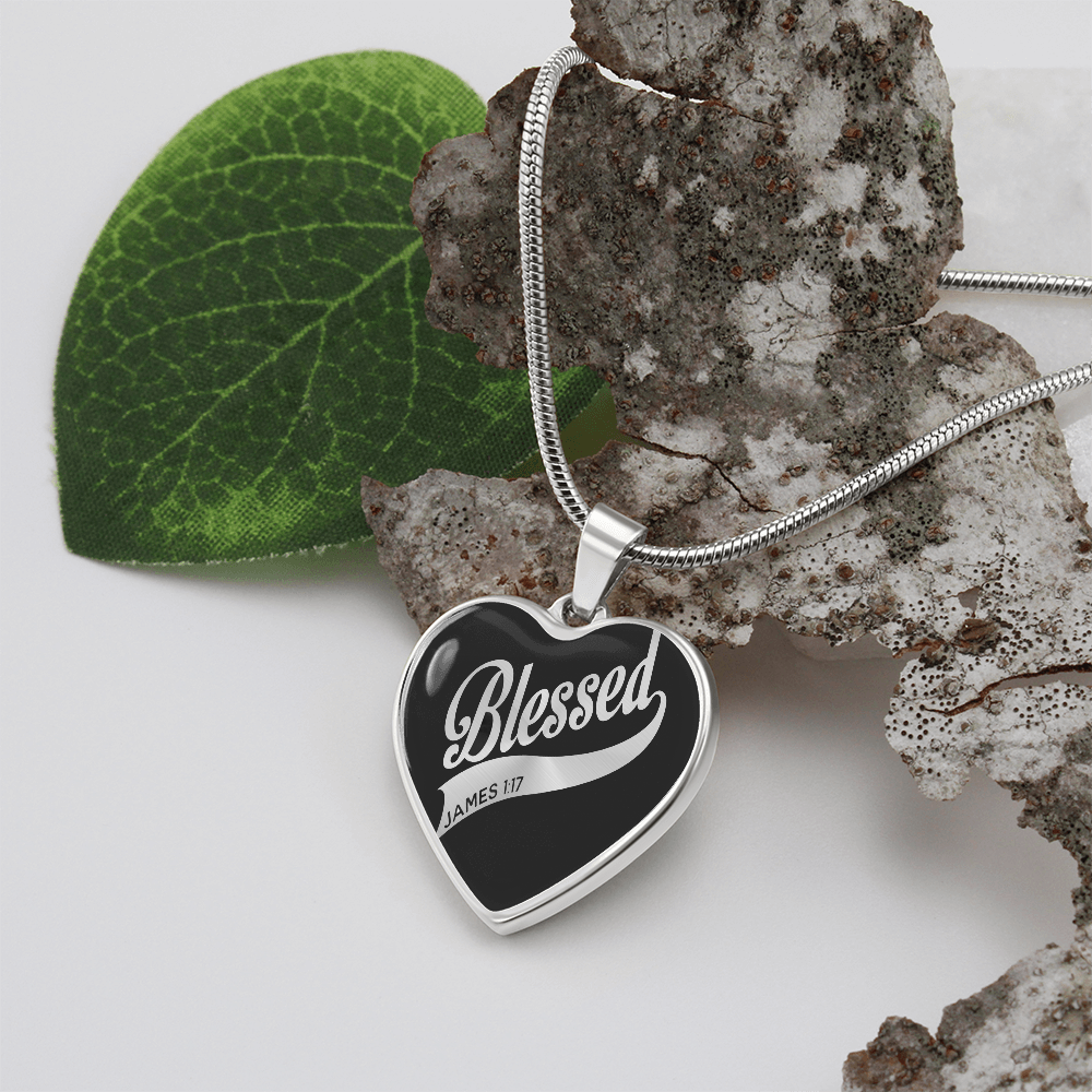 Blessed James 1:17 Engraved Heart Necklace