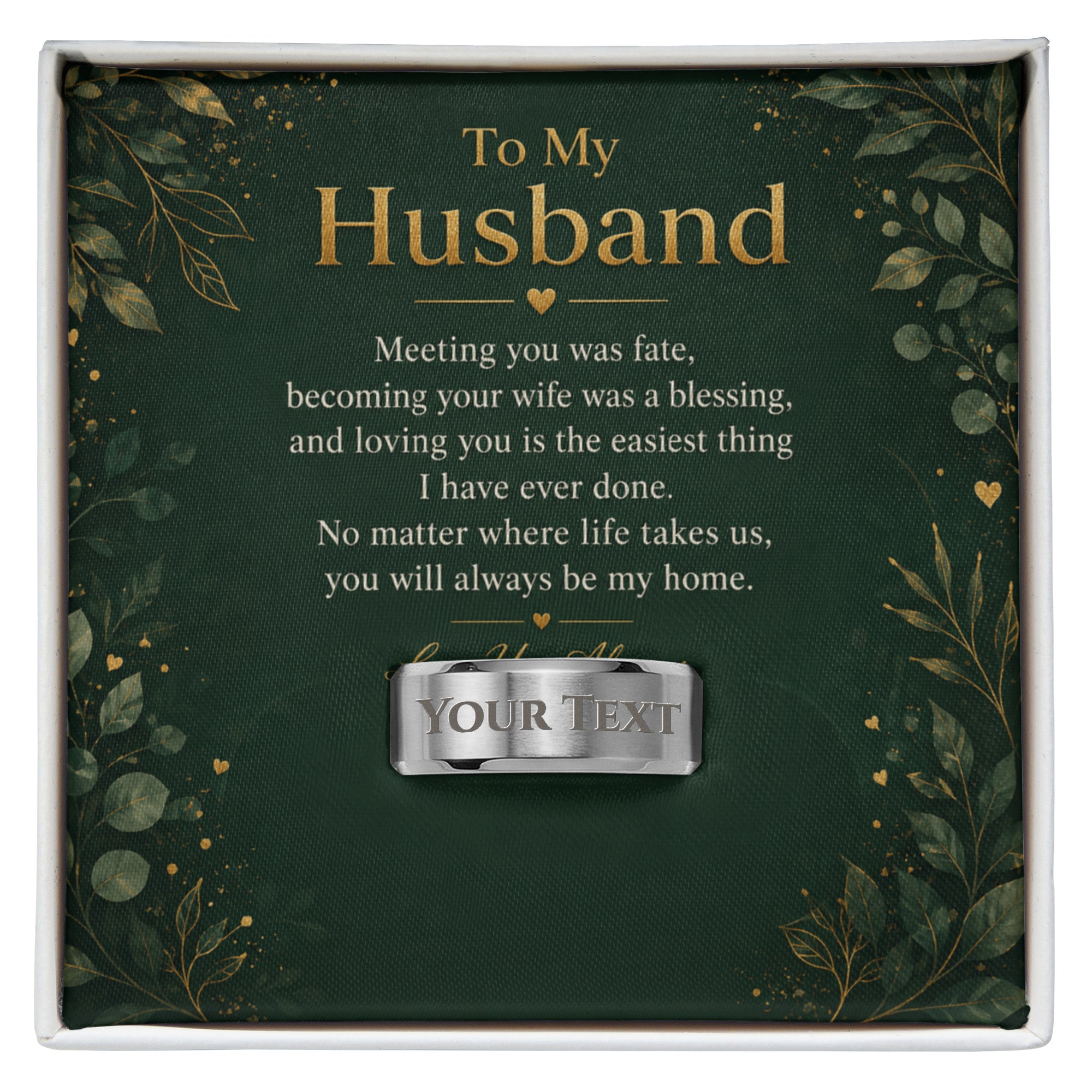 To My Husband – Meeting You Was Fate Engraved Men’s Ring
