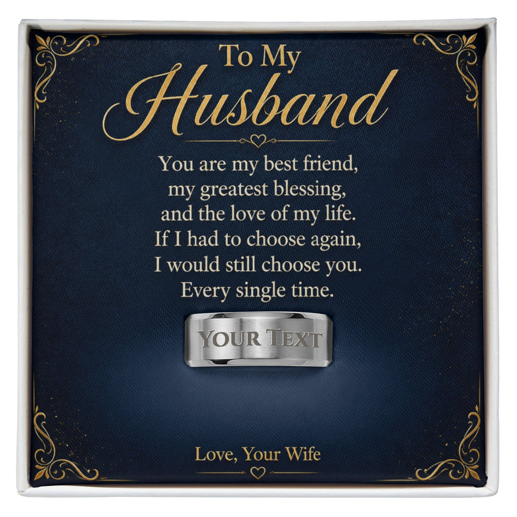 To My Husband – Best Friend & Greatest Blessing Engraved Men’s Ring