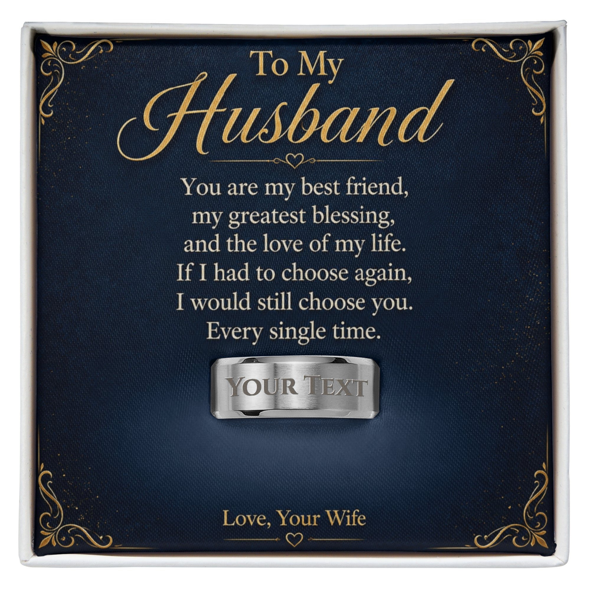 To My Husband – Best Friend & Greatest Blessing Engraved Men’s Ring