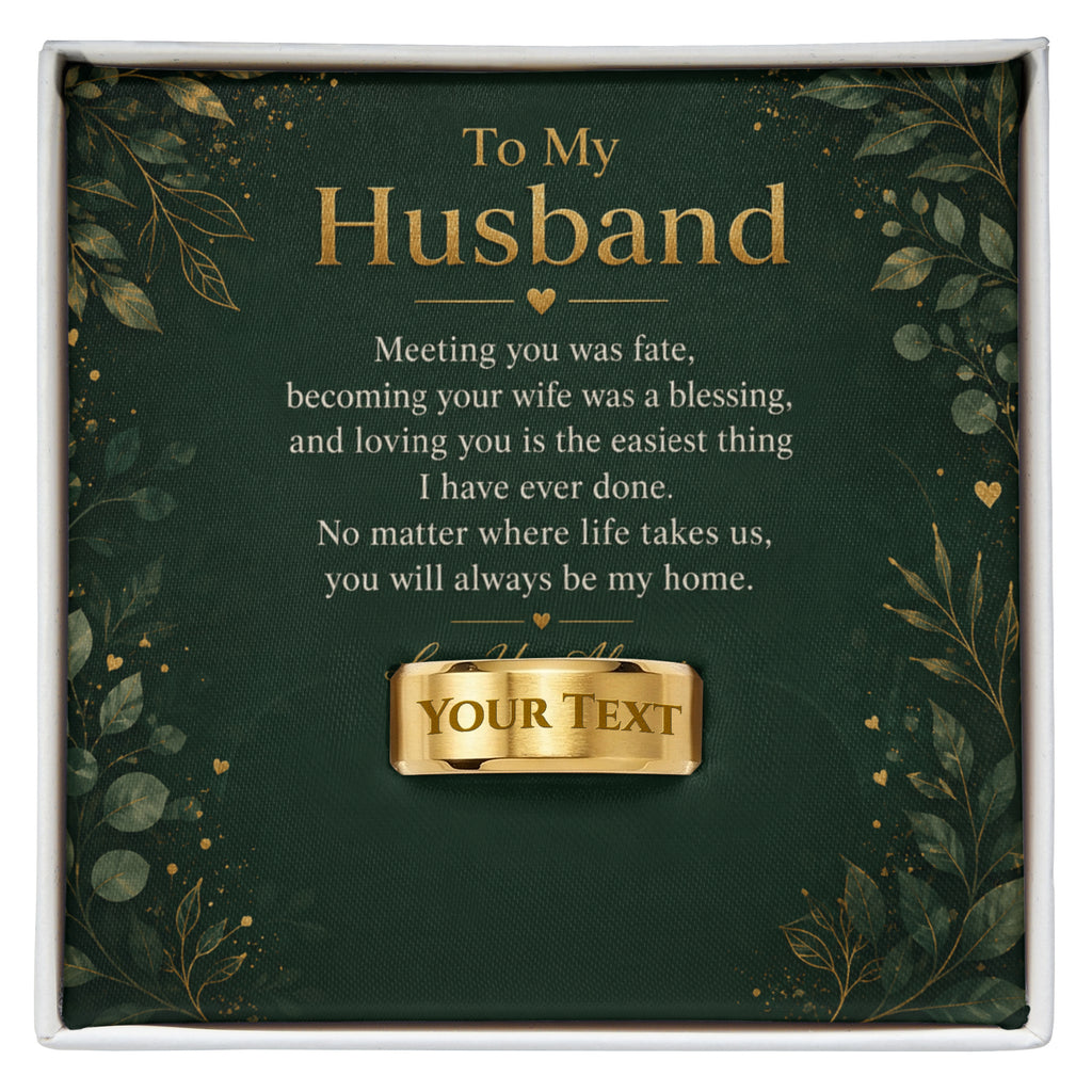 To My Husband – Meeting You Was Fate Engraved Men’s Ring