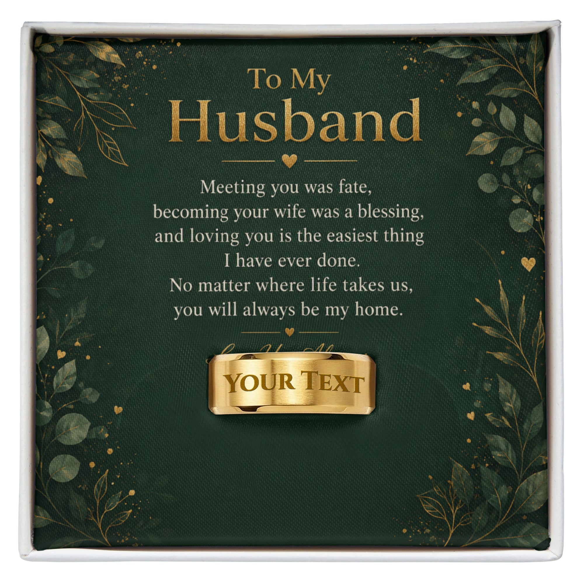 To My Husband – Meeting You Was Fate Engraved Men’s Ring