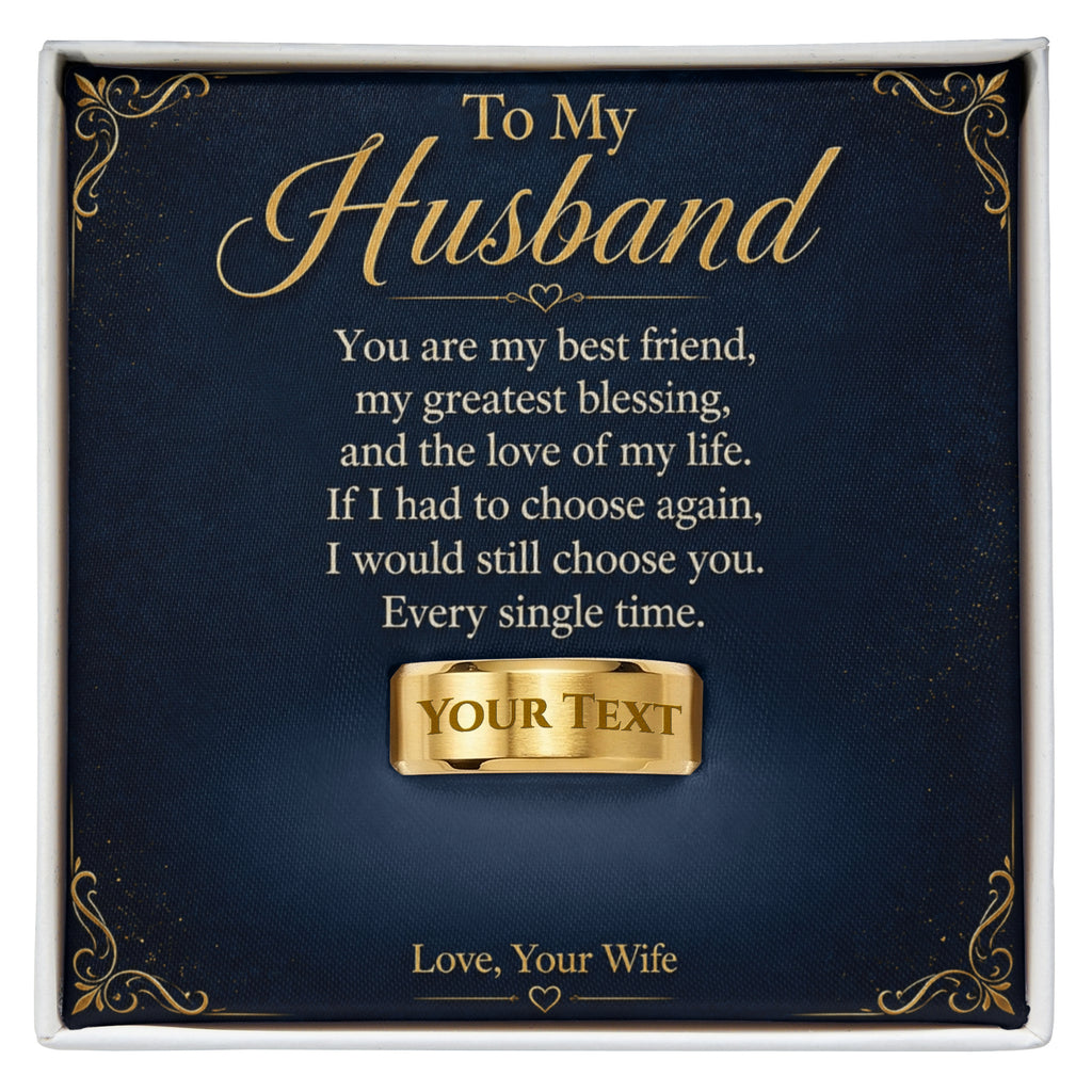 To My Husband – Best Friend & Greatest Blessing Engraved Men’s Ring