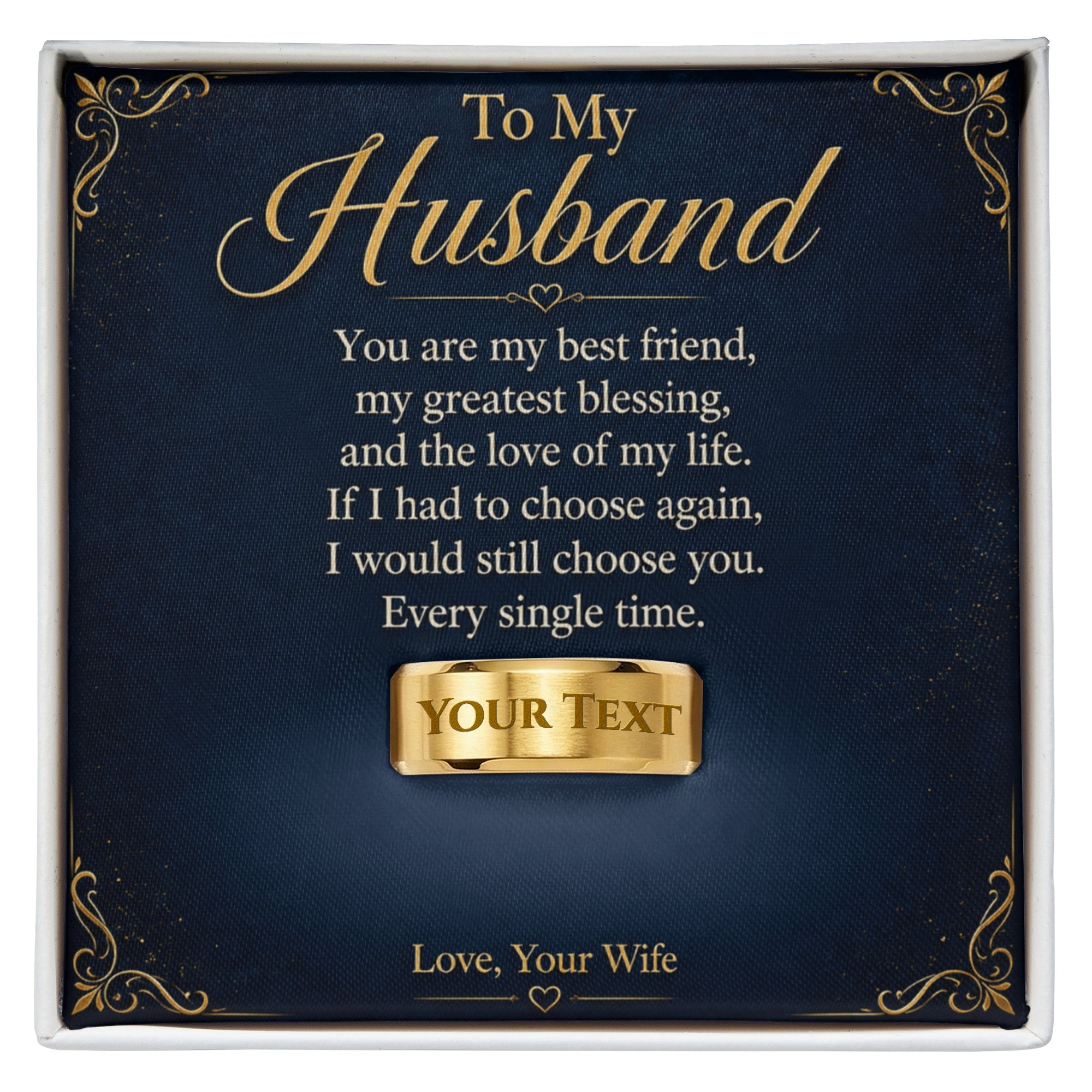 To My Husband – Best Friend & Greatest Blessing Engraved Men’s Ring