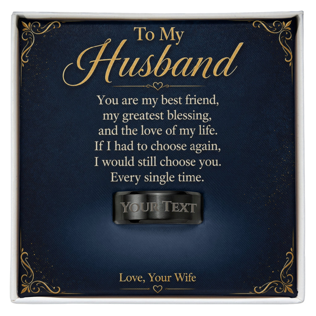 To My Husband – Best Friend & Greatest Blessing Engraved Men’s Ring