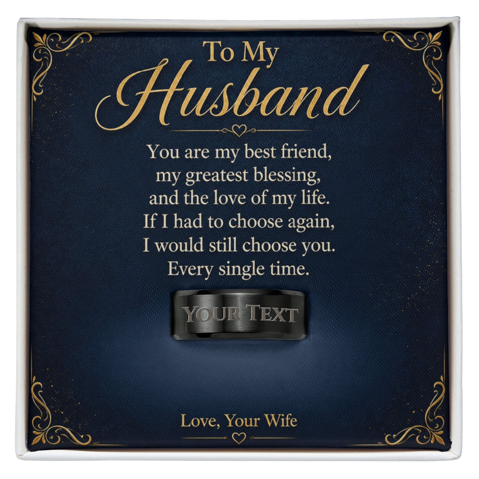 To My Husband – Best Friend & Greatest Blessing Engraved Men’s Ring