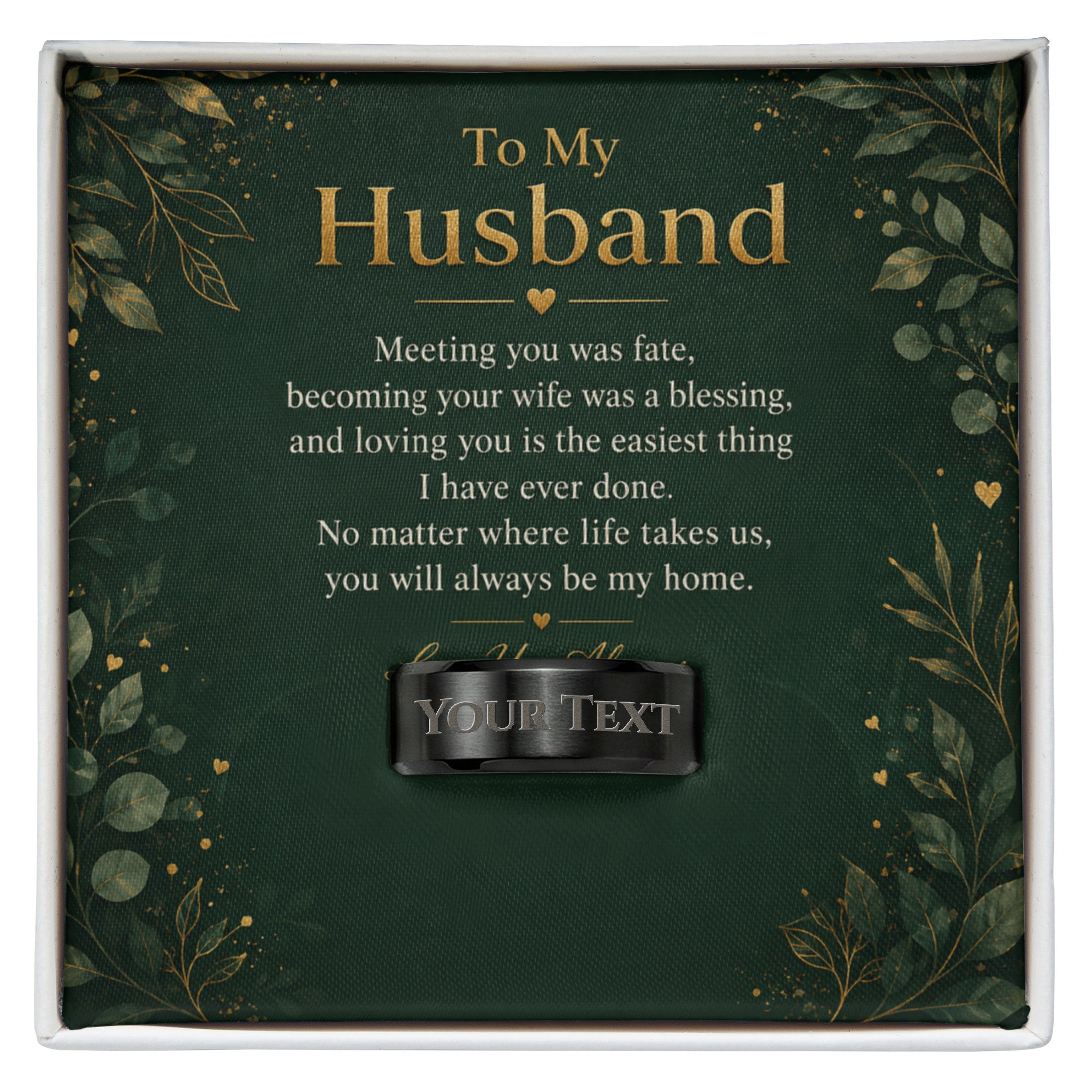 To My Husband – Meeting You Was Fate Engraved Men’s Ring