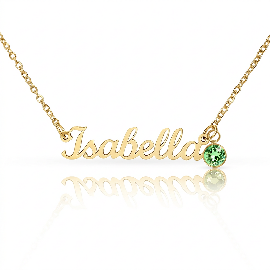 Custom Name Necklace with Birthstone