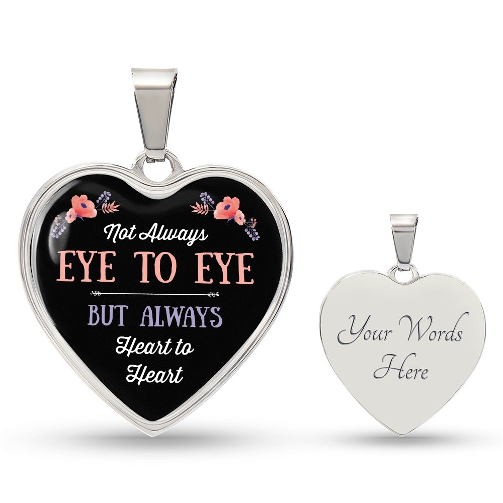 Eye to Eye Heart to Heart Engraved Heart Necklace