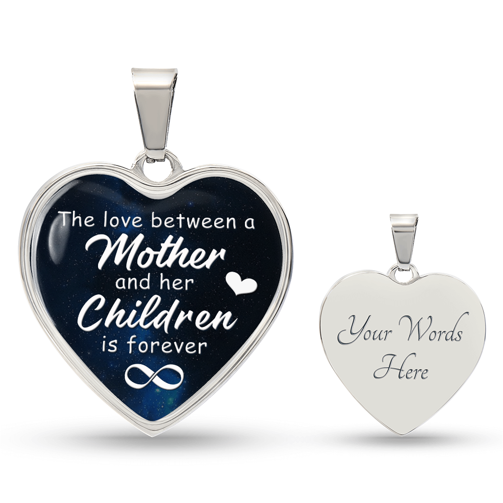 Mother and Children Forever Engraved Heart Necklace