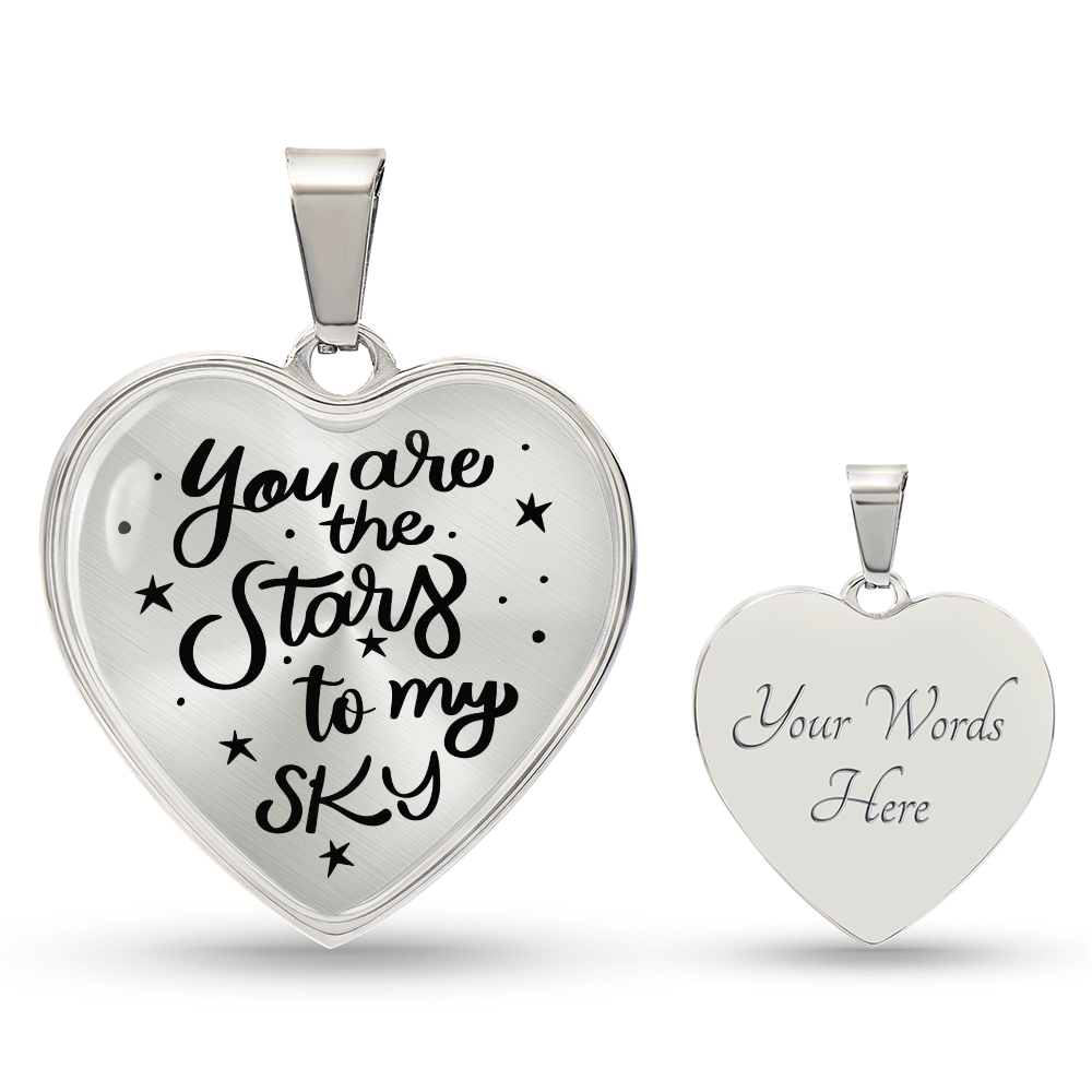 You Are the Stars to My Sky Engraved Heart Necklace