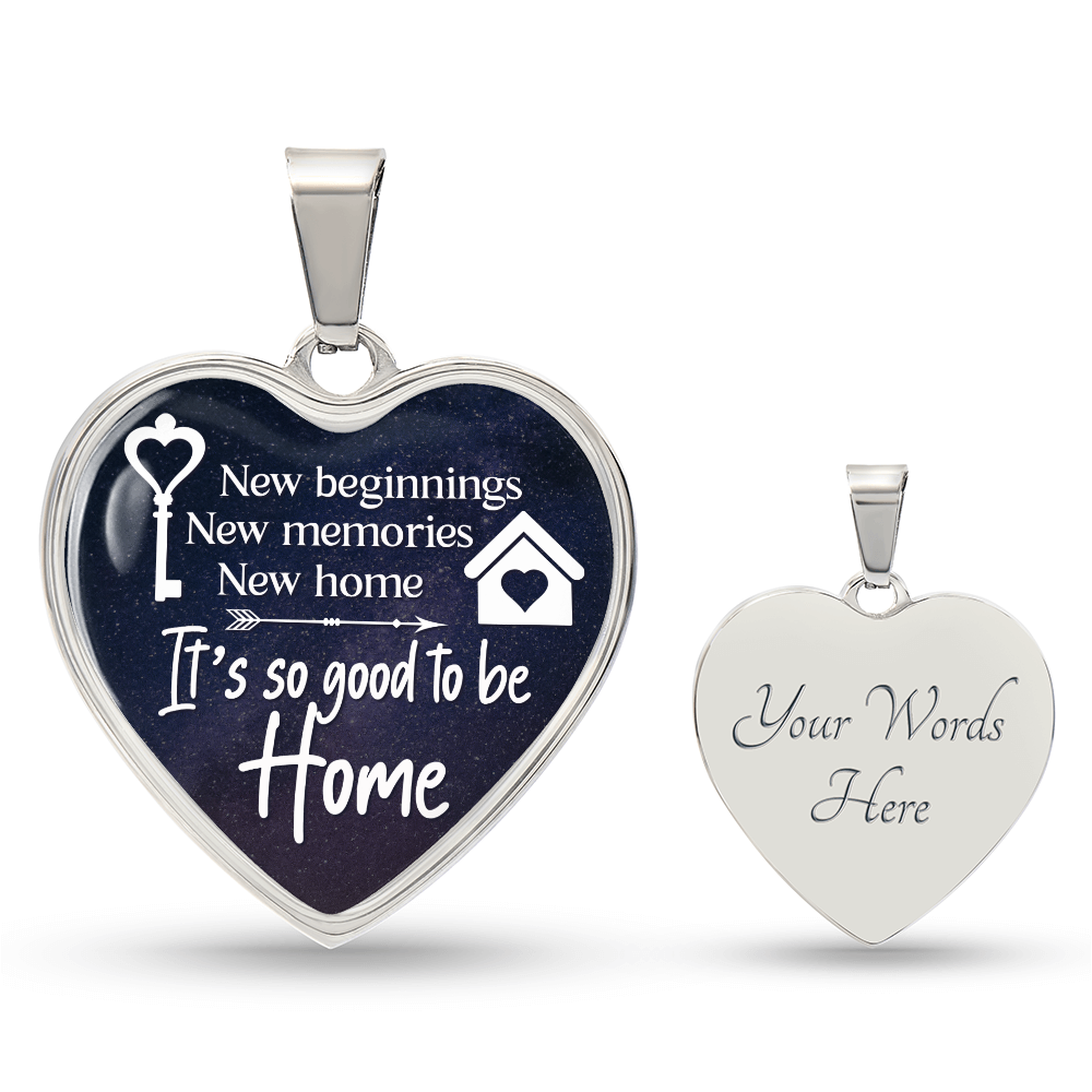 New Home New Beginnings Engraved Heart Necklace