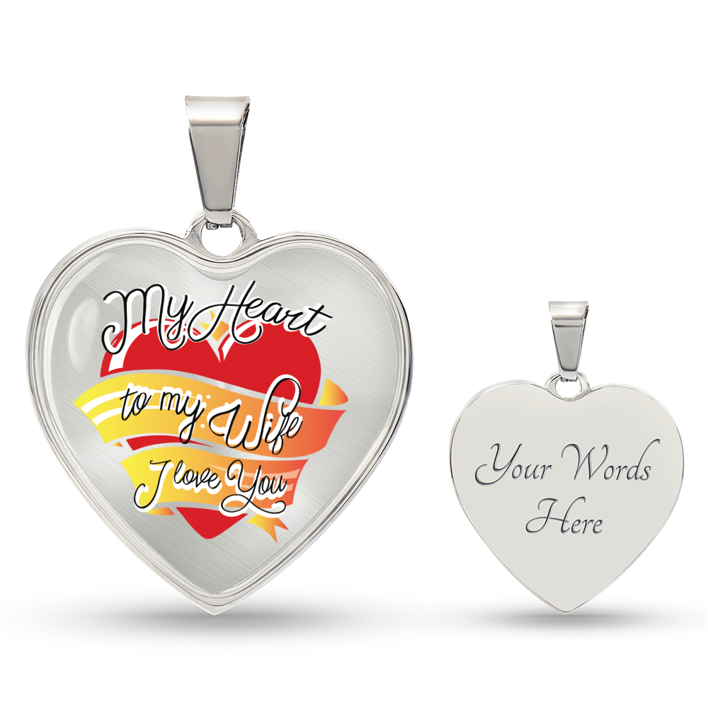 My Heart to My Wife Engraved Heart Necklace