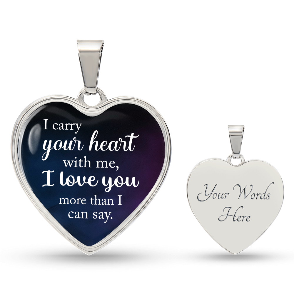 I Carry Your Heart With Me Engraved Heart Necklace