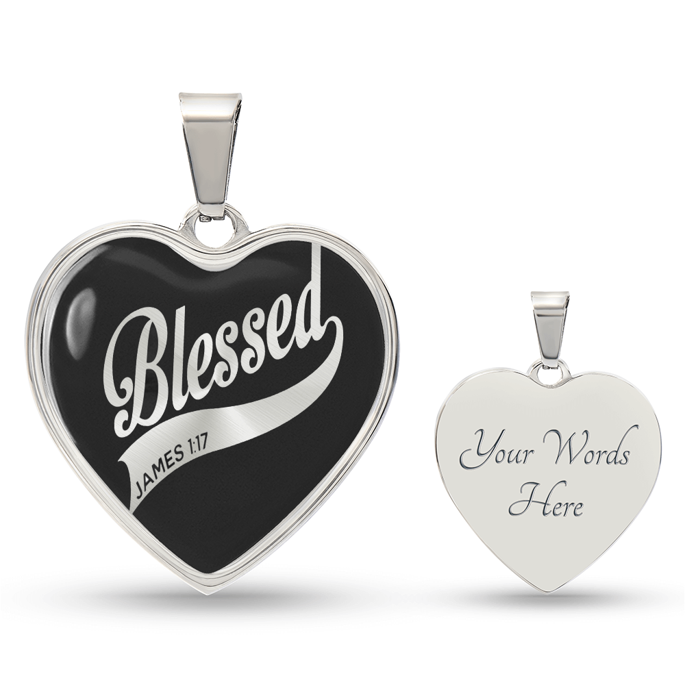 Blessed James 1:17 Engraved Heart Necklace