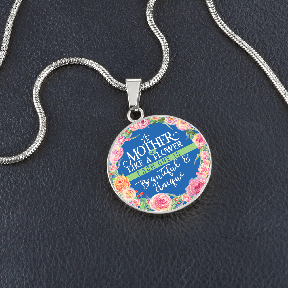 A Mother Is Like a Flower Beautiful and Unique Circle Necklace