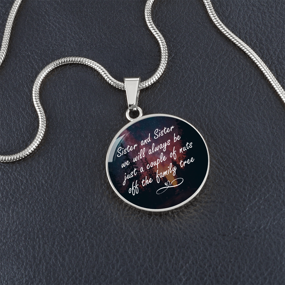 Sister and Sister Couple of Nuts Family Tree Circle Necklace
