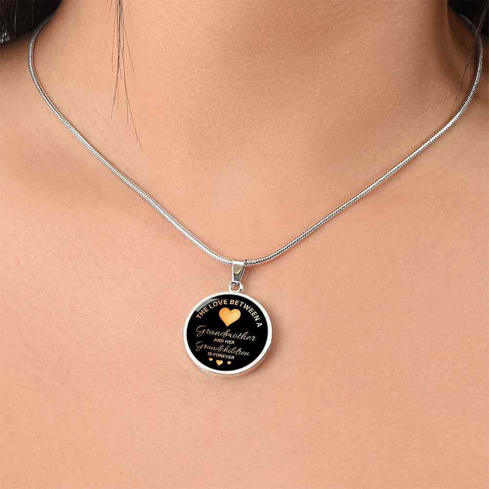 The Love Between a Grandmother and Grandchildren Is Forever Circle Necklace