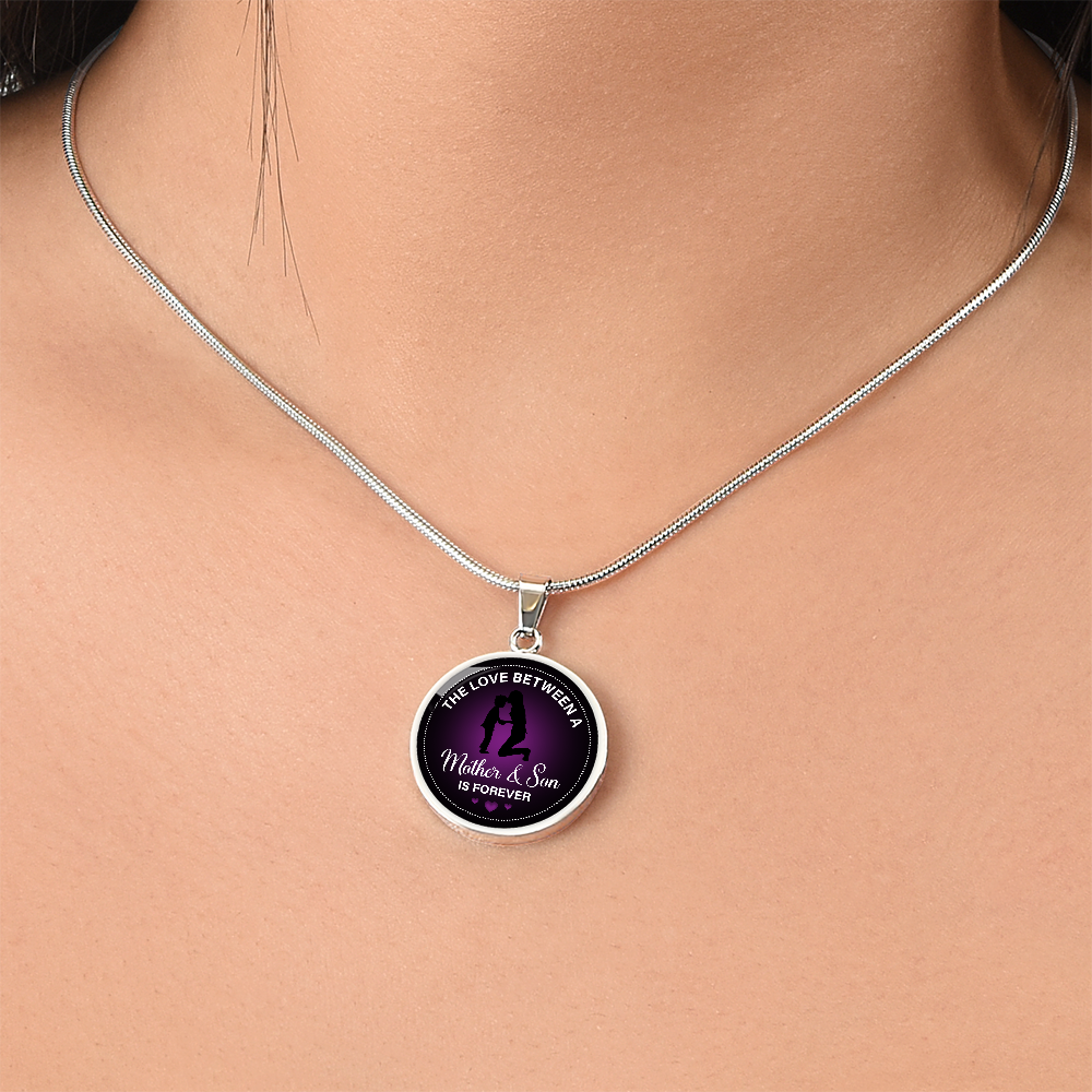 The Love Between a Mother and Son Is Forever Circle Necklace