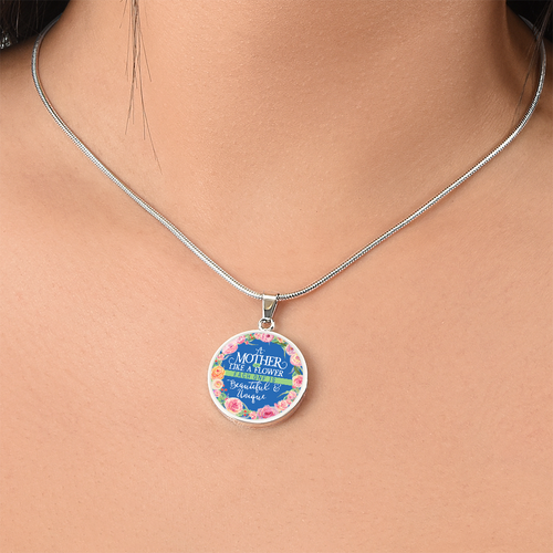 A Mother Is Like a Flower Beautiful and Unique Circle Necklace