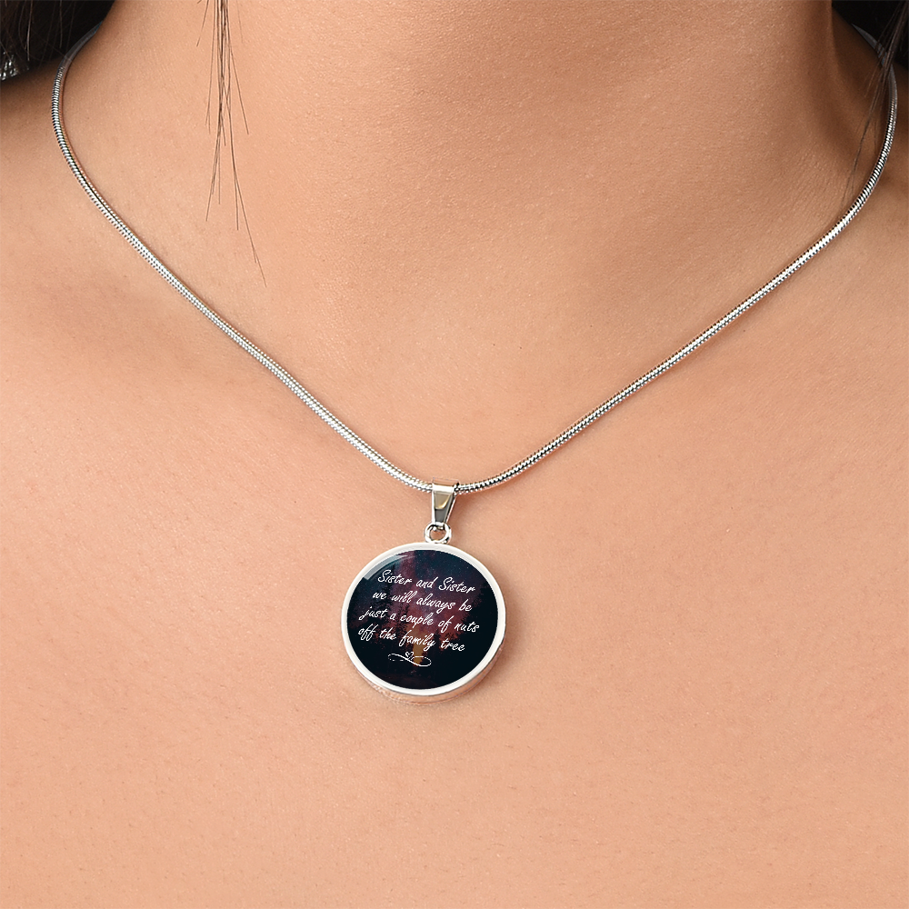 Sister and Sister Couple of Nuts Family Tree Circle Necklace