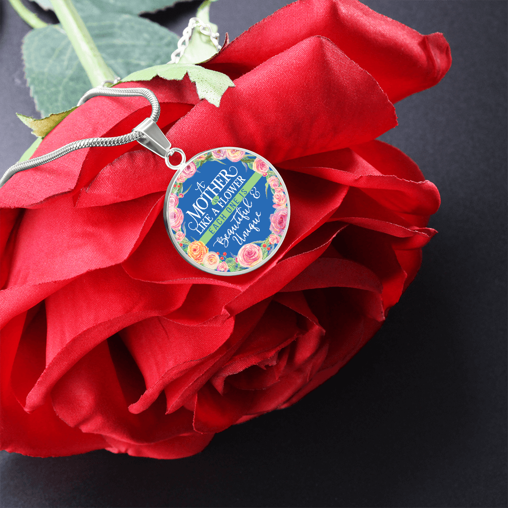 A Mother Is Like a Flower Beautiful and Unique Circle Necklace