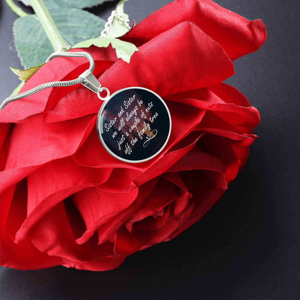 Sister and Sister Couple of Nuts Family Tree Circle Necklace