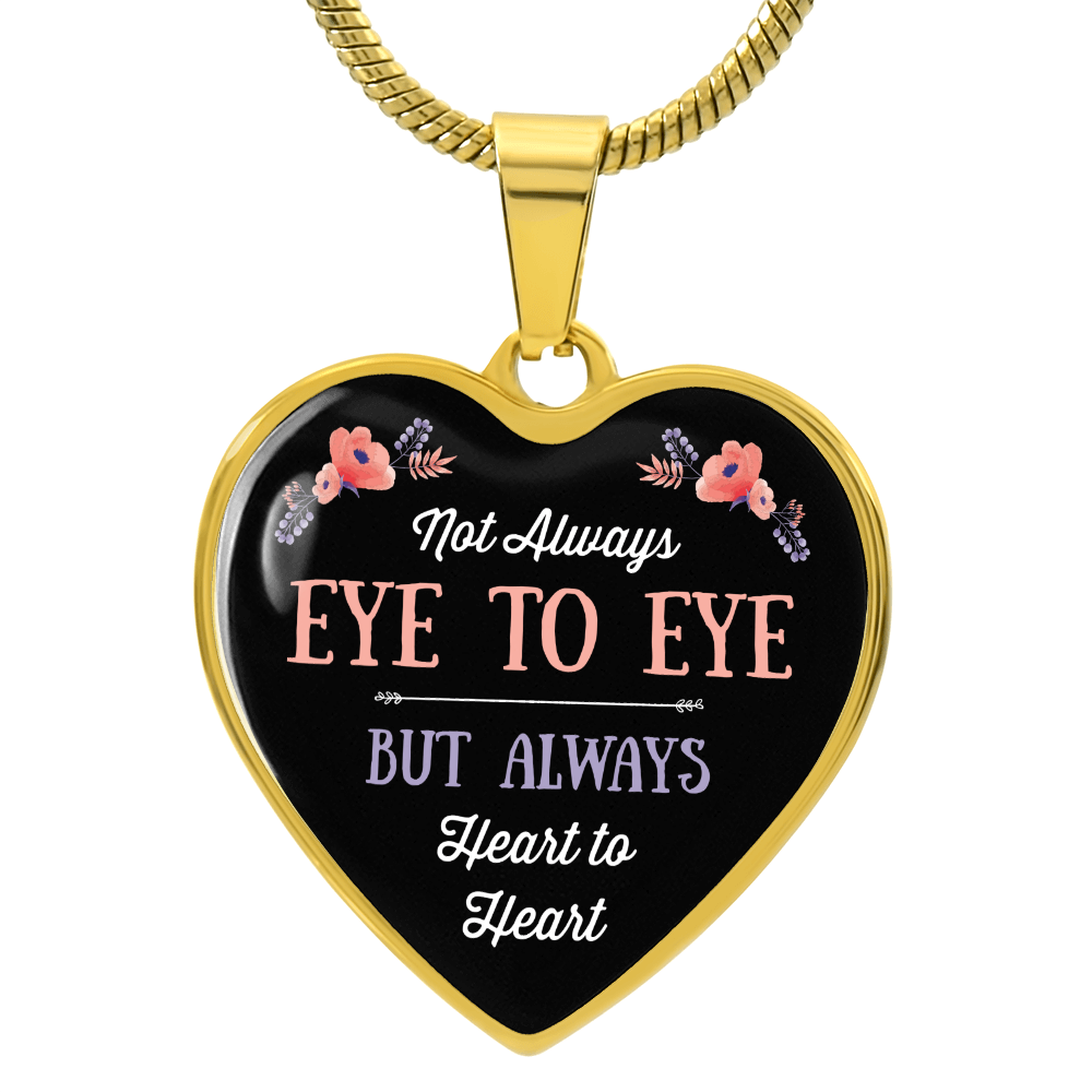 Eye to Eye Heart to Heart Engraved Heart Necklace