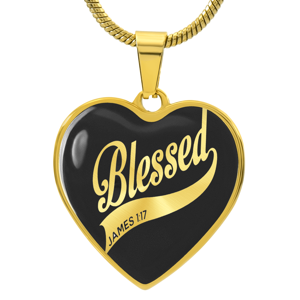 Blessed James 1:17 Engraved Heart Necklace