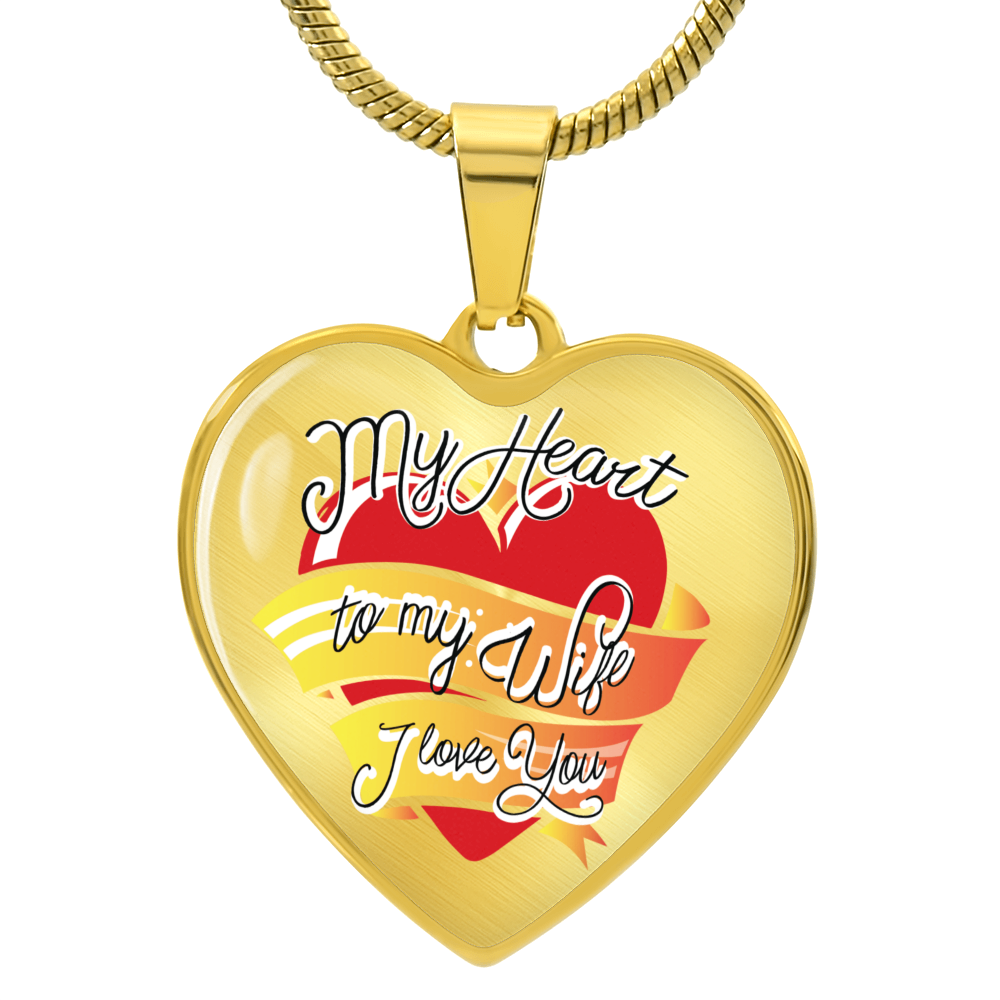 My Heart to My Wife Engraved Heart Necklace