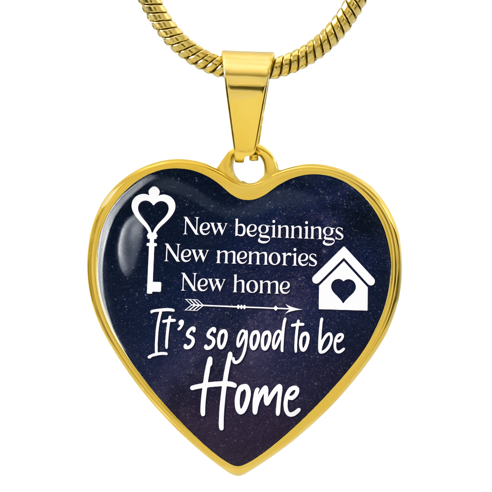 New Home New Beginnings Engraved Heart Necklace