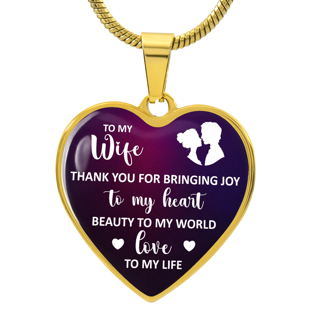 Thank You for Bringing Joy to My Heart Wife Engraved Heart Necklace