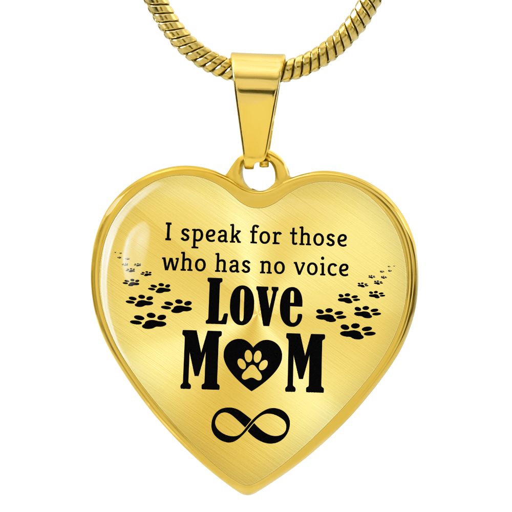 I Speak for Those Who Have No Voice Engraved Heart Necklace