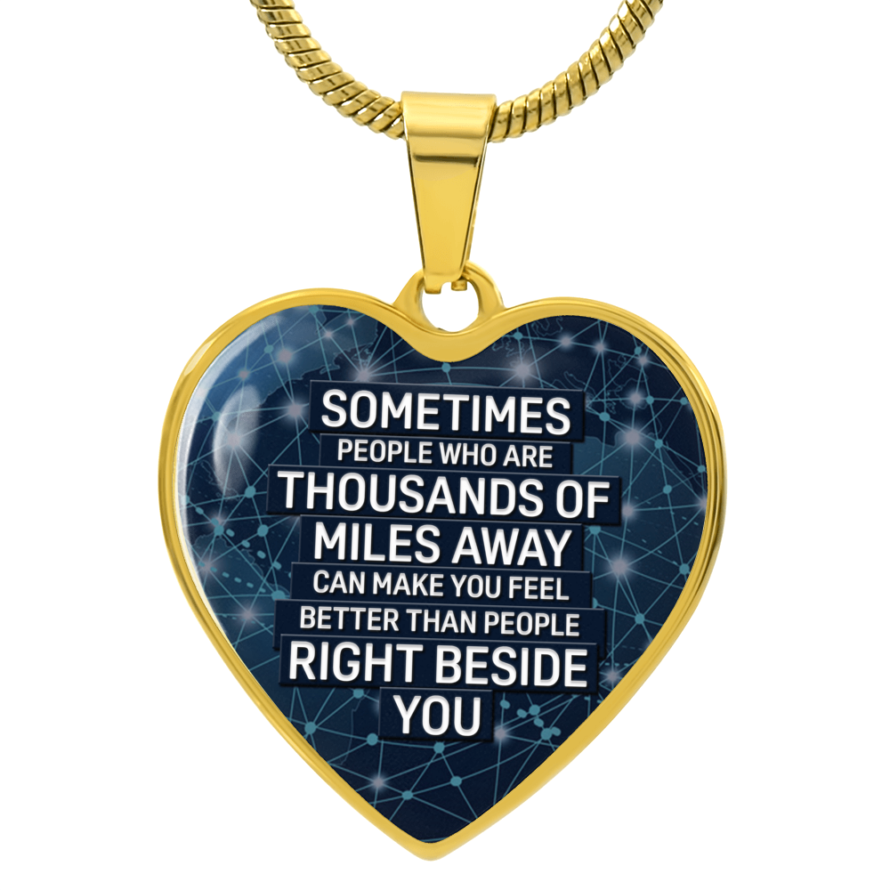 Thousands of Miles Away Engraved Heart Necklace