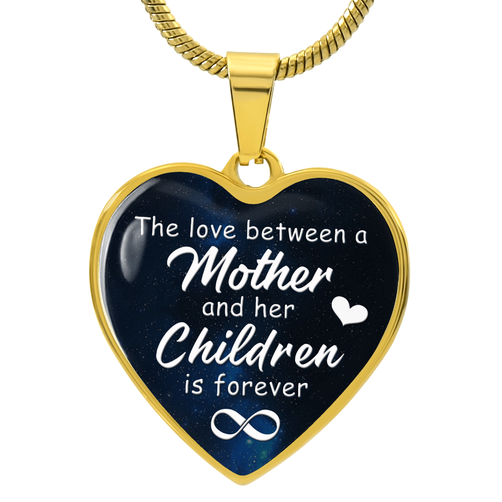 Mother and Children Forever Engraved Heart Necklace