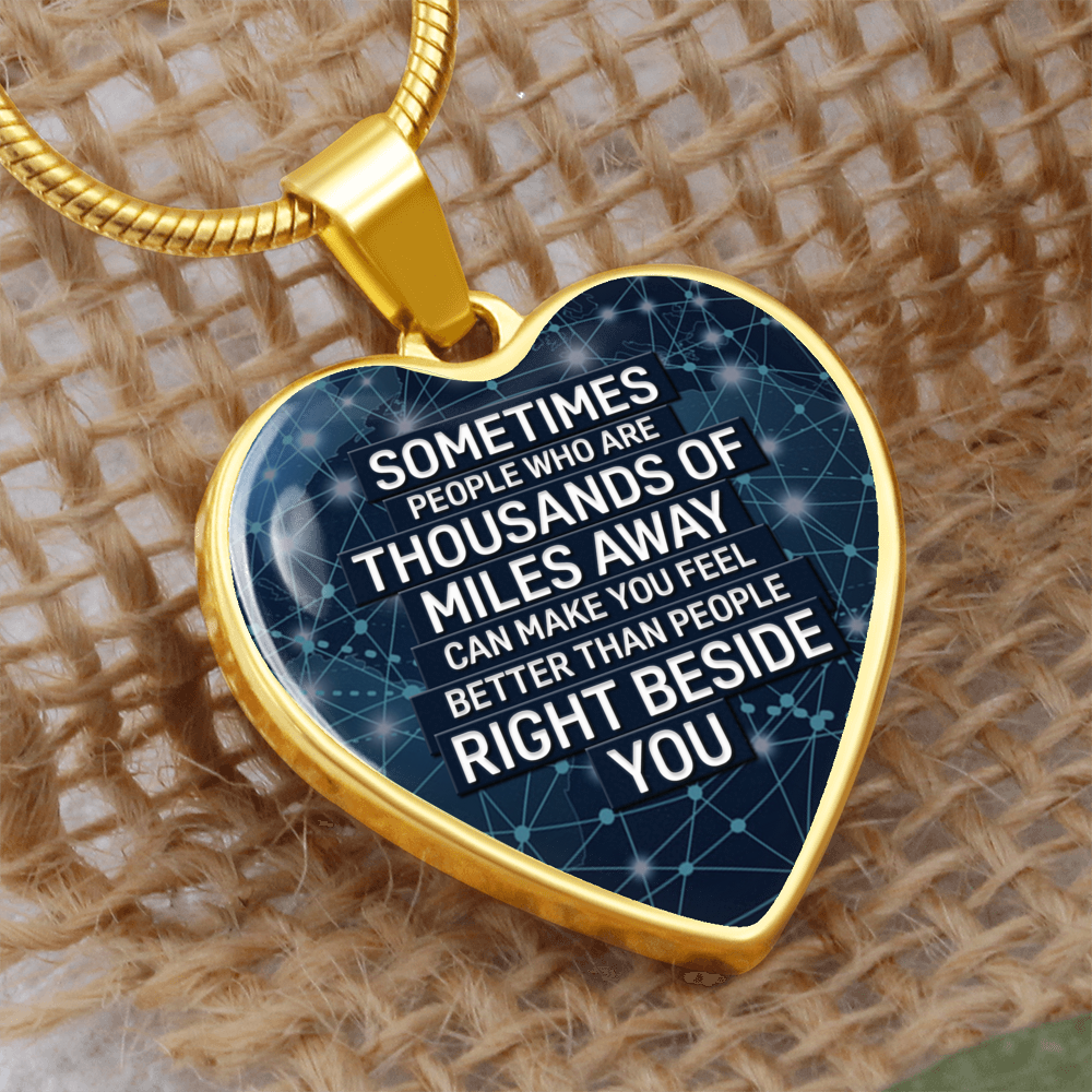 Thousands of Miles Away Engraved Heart Necklace