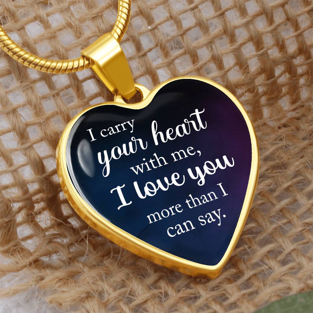 I Carry Your Heart With Me Engraved Heart Necklace