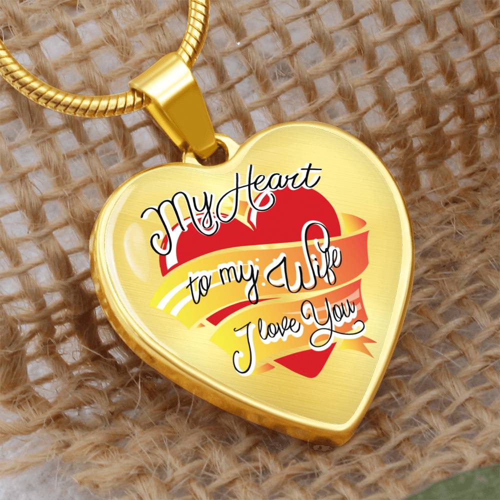 My Heart to My Wife Engraved Heart Necklace