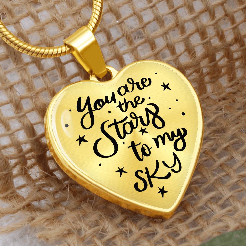 You Are the Stars to My Sky Engraved Heart Necklace