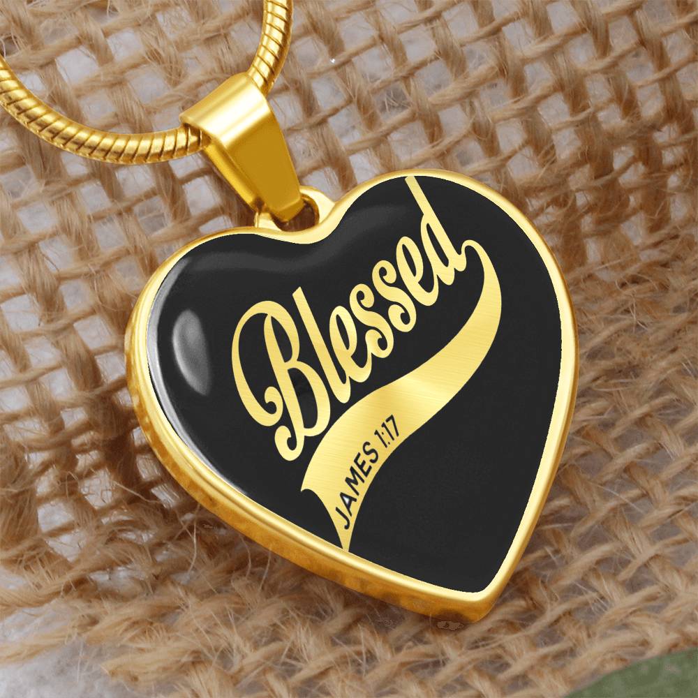 Blessed James 1:17 Engraved Heart Necklace
