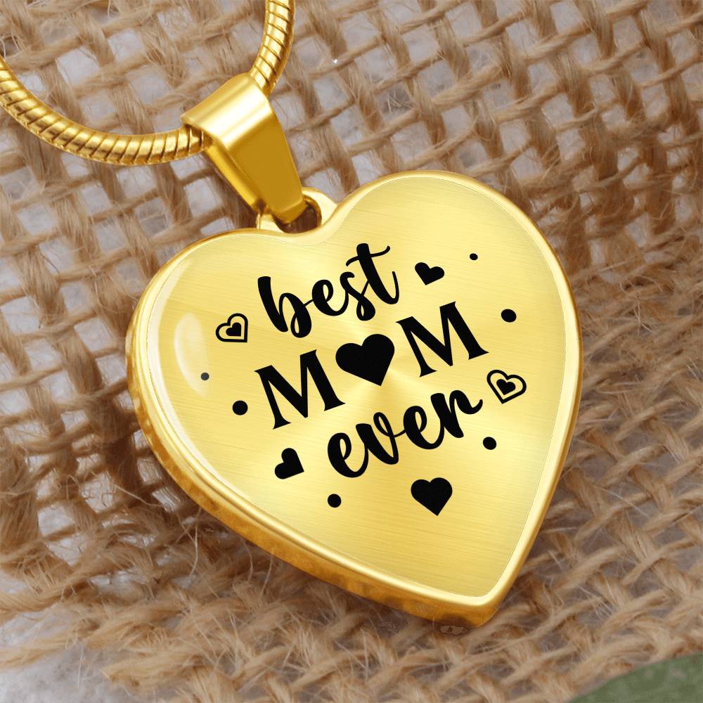 Best Mum Ever Engraved Heart Necklace