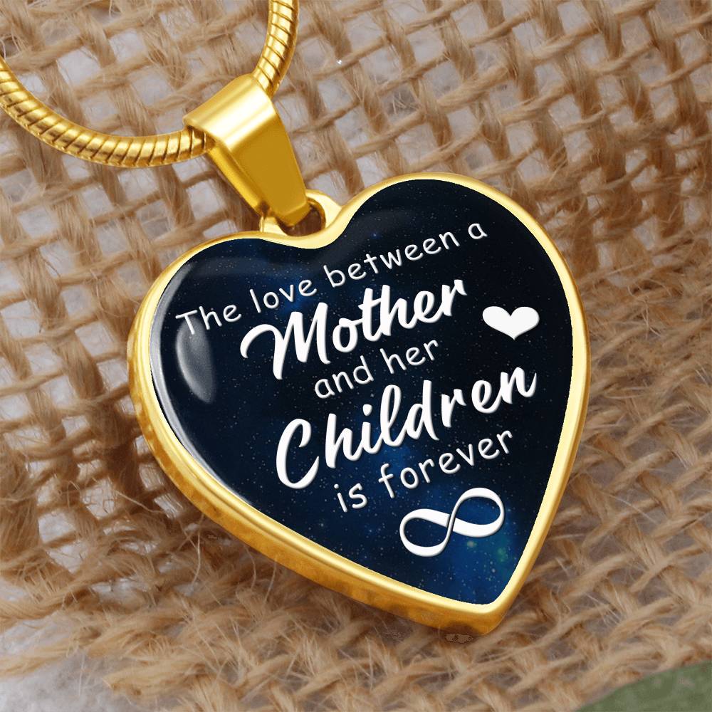 Mother and Children Forever Engraved Heart Necklace